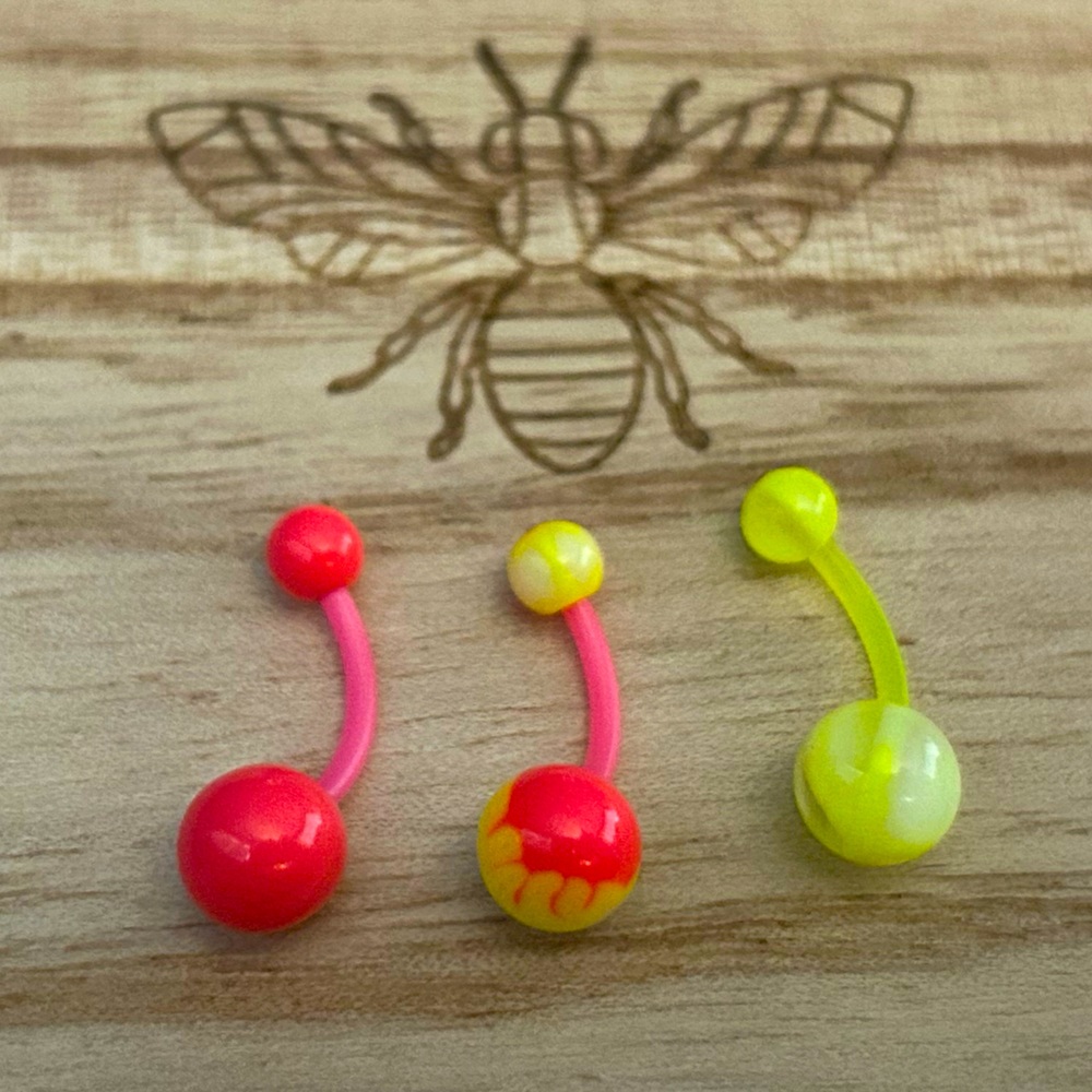 ❤️2for$10 PRICE DROP Set of FLEXIBLE 
Belly Rings pink yellow white body jewelry